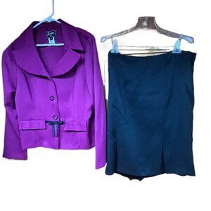 16 Sweet Fuschia and Black skirt suit